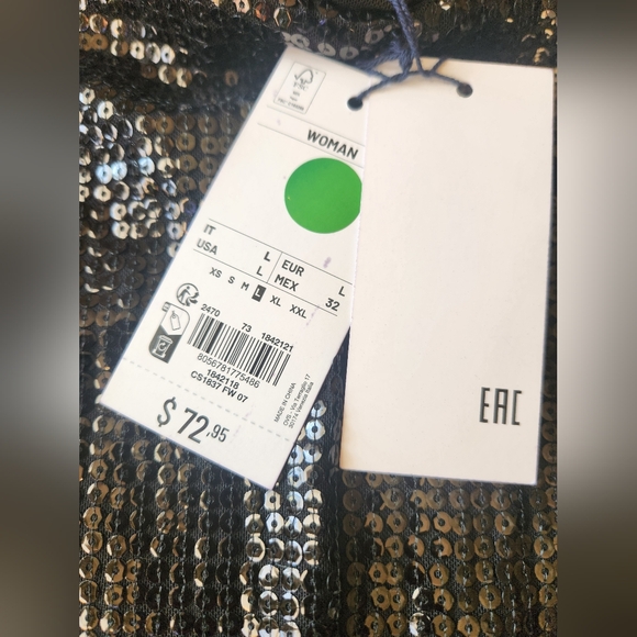 NWT Piombo Black Sequin Midi Skirt - Picture 4 of 5